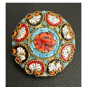 Vintage Micro Mosaic Brooch Italy